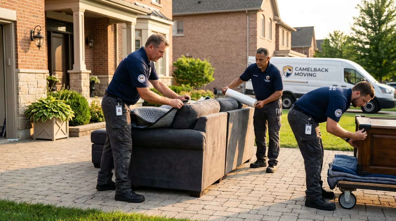 Large estate moving crew wrapping furniture in Buhler, KS